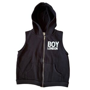 BOY London black sleeveless hoodie sweatshirt vest with white logo